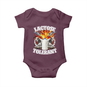 Funny Lactose Tolerant Baby Onesie Retro Pro-Dairy Ironic Cringe Meme TS02 Maroon Print Your Wear