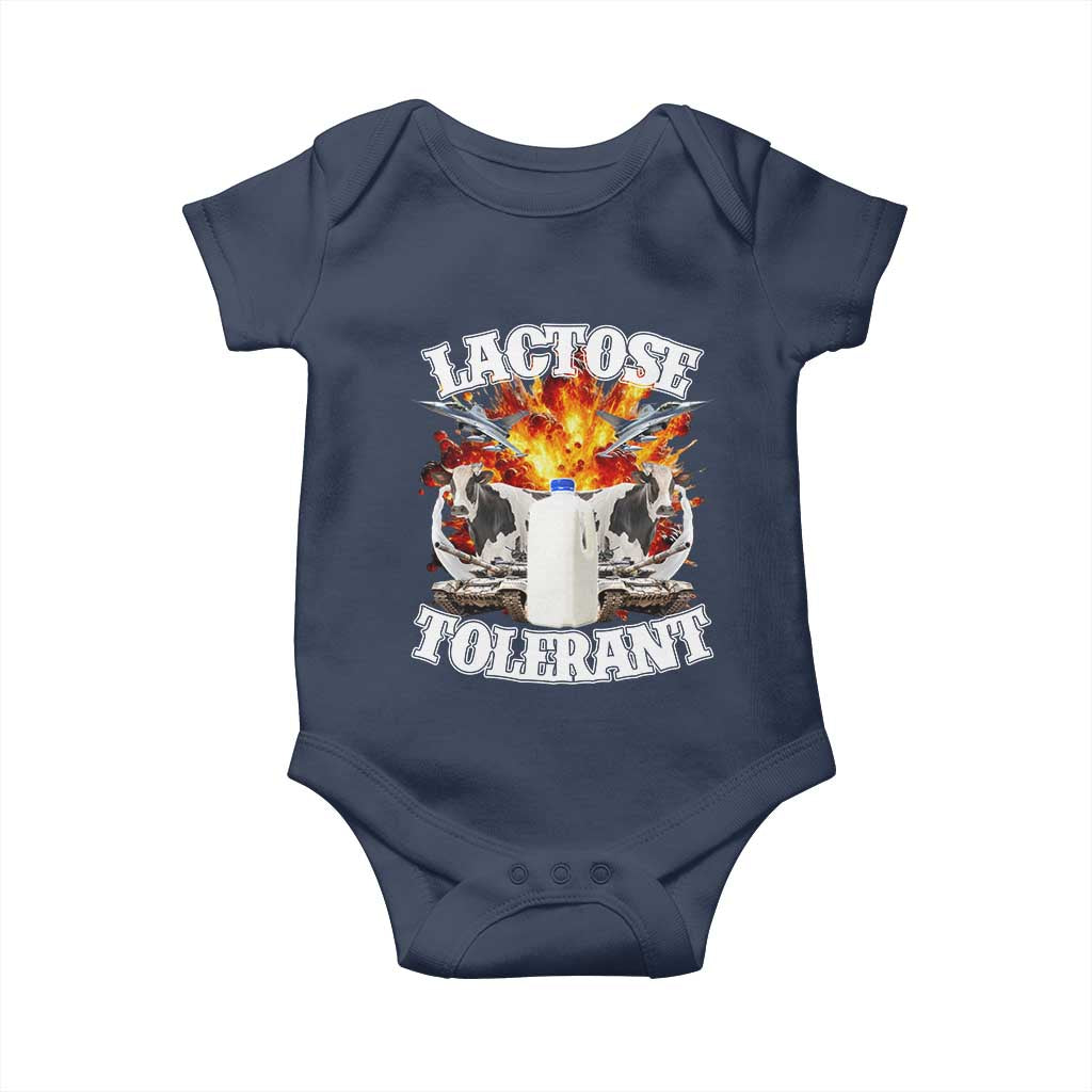 Funny Lactose Tolerant Baby Onesie Retro Pro-Dairy Ironic Cringe Meme TS02 Navy Print Your Wear