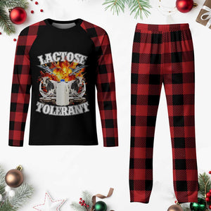 Funny Lactose Tolerant Plaid Pajama Set Retro Pro-Dairy Ironic Cringe Meme TS02 Buffalo Plaid Print Your Wear