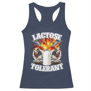 Funny Lactose Tolerant Racerback Tank Top Retro Pro-Dairy Ironic Cringe Meme TS02 Navy Print Your Wear