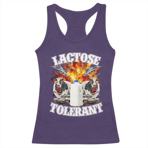 Funny Lactose Tolerant Racerback Tank Top Retro Pro-Dairy Ironic Cringe Meme TS02 Purple Print Your Wear