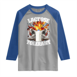 Funny Lactose Tolerant Raglan Shirt Retro Pro-Dairy Ironic Cringe Meme TS02 Sport Gray Royal Print Your Wear