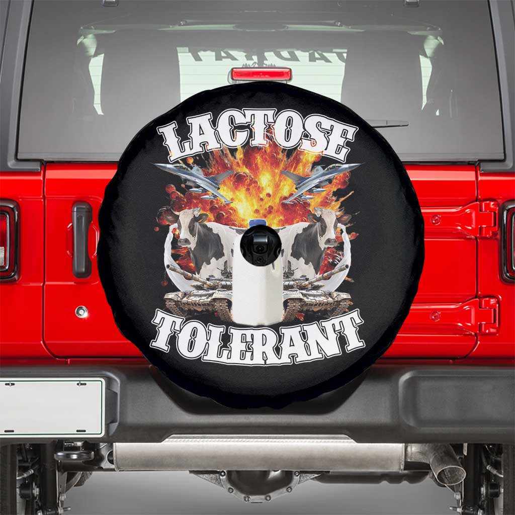 Funny Lactose Tolerant Spare Tire Cover Retro Pro-Dairy Ironic Cringe Meme TS02 Black Print Your Wear