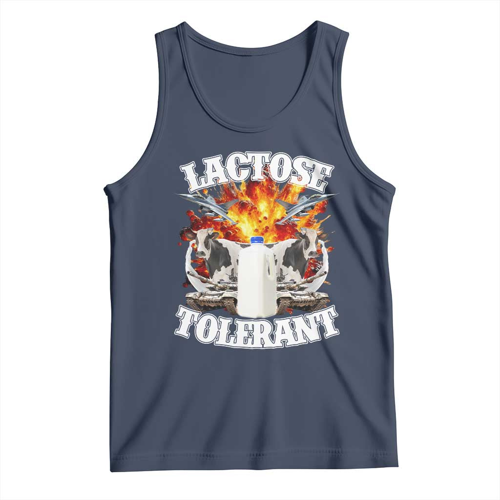 Funny Lactose Tolerant Tank Top Retro Pro-Dairy Ironic Cringe Meme TS02 Navy Print Your Wear