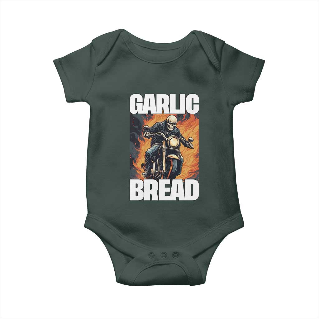 Skeleton Meme Baby Onesie Garlic Bread Flaming Biker On Fire Funny Edgy Hard Cringe TS02 Print Your Wear