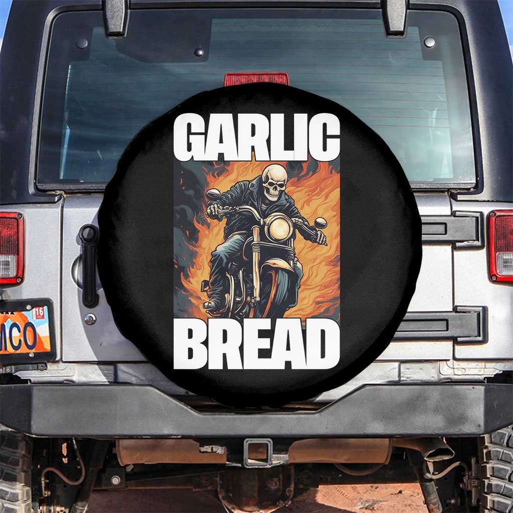 Skeleton Meme Spare Tire Cover Garlic Bread Flaming Biker On Fire Funny Edgy Hard Cringe TS02 No hole Black Print Your Wear