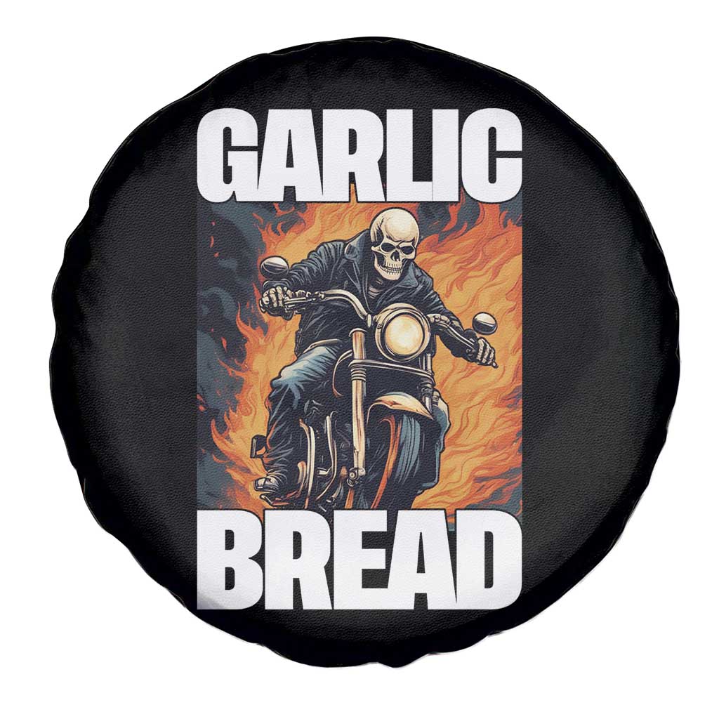 Skeleton Meme Spare Tire Cover Garlic Bread Flaming Biker On Fire Funny Edgy Hard Cringe TS02 Print Your Wear