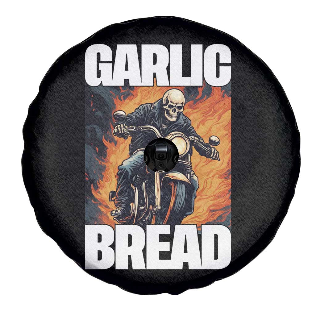 Skeleton Meme Spare Tire Cover Garlic Bread Flaming Biker On Fire Funny Edgy Hard Cringe TS02 Print Your Wear