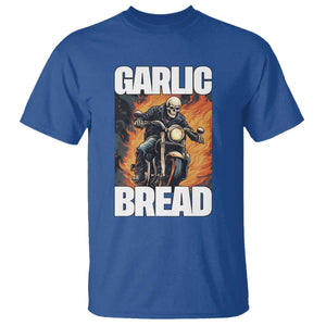Skeleton Meme T Shirt Garlic Bread Flaming Biker On Fire Funny Edgy Hard Cringe TS02 Royal Blue Print Your Wear