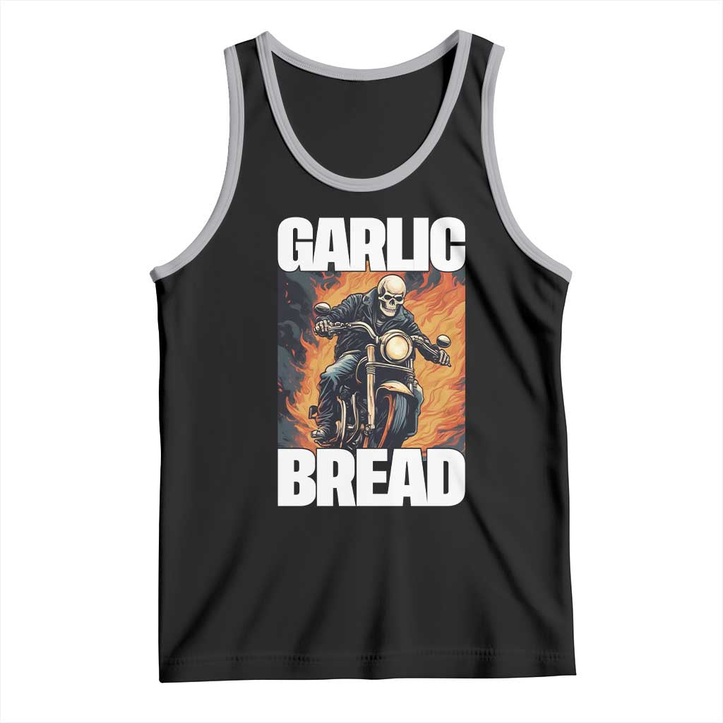 Skeleton Meme Tank Top Garlic Bread Flaming Biker On Fire Funny Edgy Hard Cringe TS02 Black Athletic Heather Print Your Wear