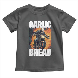 Skeleton Meme Toddler T Shirt Garlic Bread Flaming Biker On Fire Funny Edgy Hard Cringe TS02 Dark Heather Print Your Wear