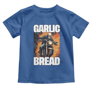 Skeleton Meme Toddler T Shirt Garlic Bread Flaming Biker On Fire Funny Edgy Hard Cringe TS02 Royal Blue Print Your Wear