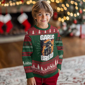 Skeleton Meme Knit Sweatshirt Garlic Bread Flaming Biker On Fire Funny Edgy Hard Cringe TS02 Christmas Print Your Wear