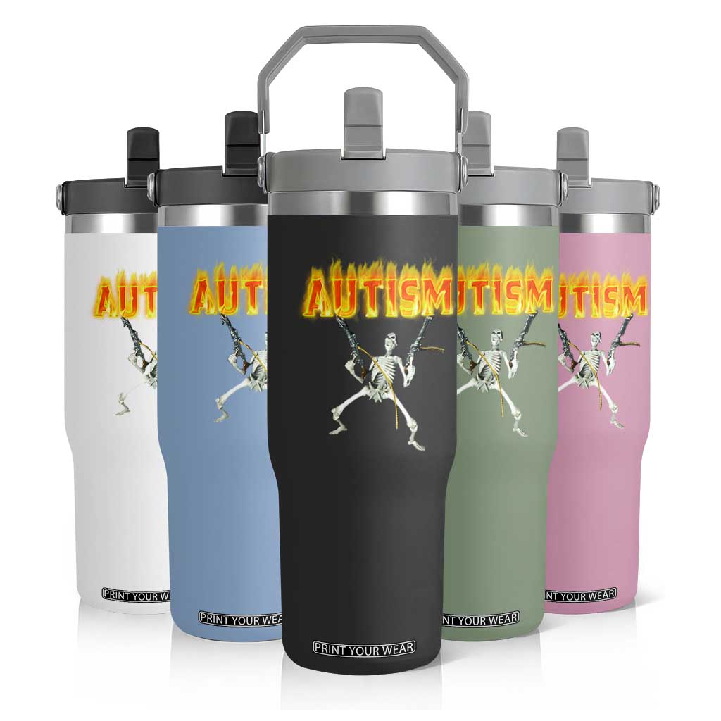Autism Skeleton Flip Straw Tumbler Funny Oddly Specific Dank Meme TS02 Print Your Wear