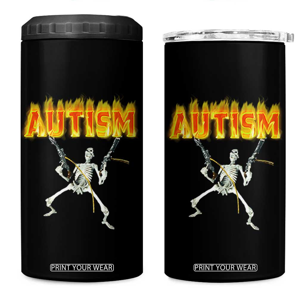 Autism Skeleton 4 in 1 Can Cooler Tumbler Funny Oddly Specific Dank Meme TS02 One Size: 16 oz Black Print Your Wear