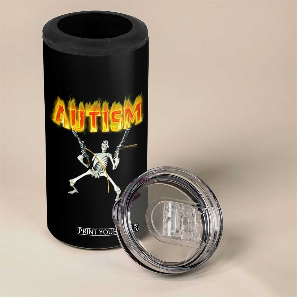 Autism Skeleton 4 in 1 Can Cooler Tumbler Funny Oddly Specific Dank Meme TS02 Print Your Wear