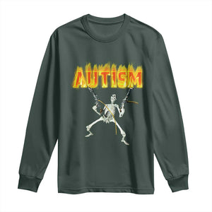 Autism Skeleton Long Sleeve Shirt Funny Oddly Specific Dank Meme TS02 Dark Forest Green Print Your Wear
