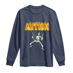 Autism Skeleton Long Sleeve Shirt Funny Oddly Specific Dank Meme TS02 Navy Print Your Wear