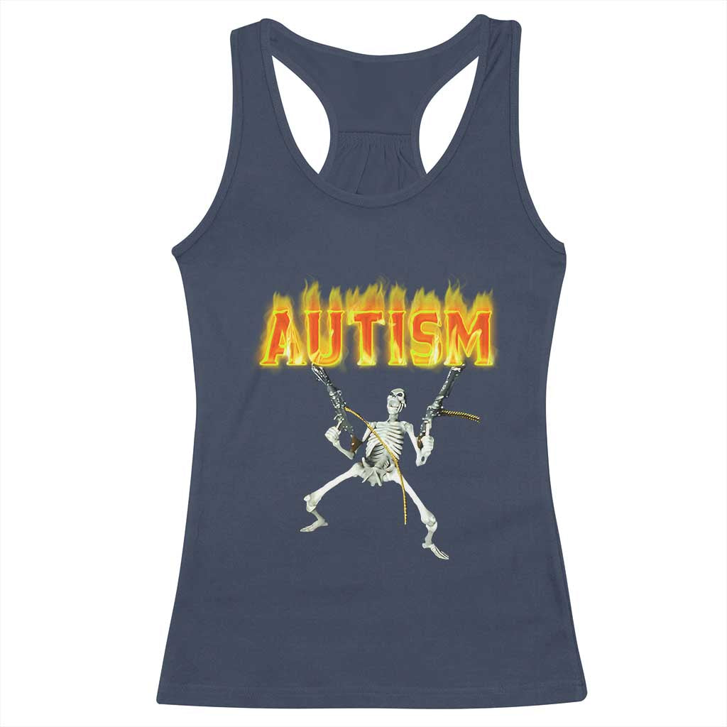 Autism Skeleton Racerback Tank Top Funny Oddly Specific Dank Meme TS02 Navy Print Your Wear
