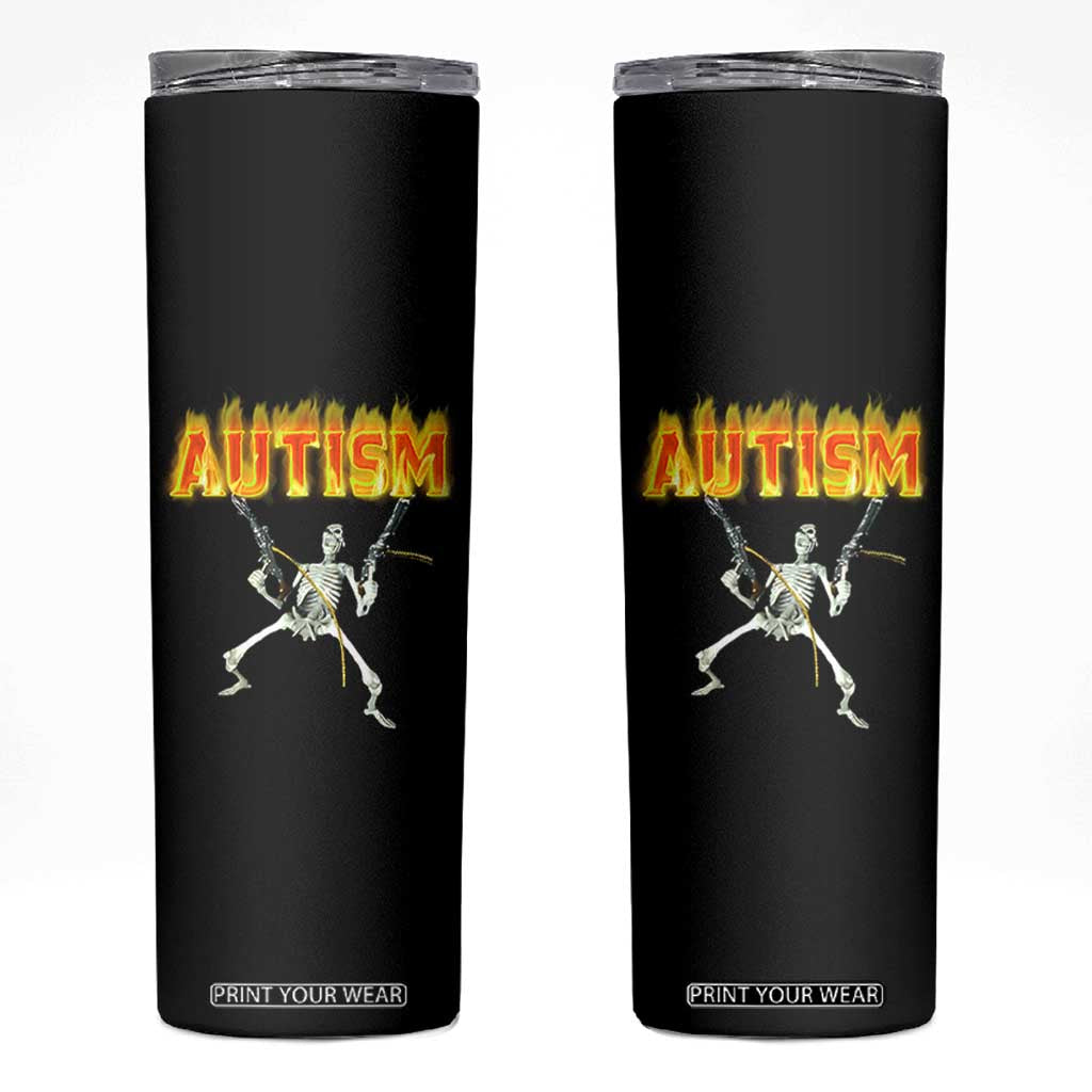 Autism Skeleton Skinny Tumbler Funny Oddly Specific Dank Meme TS02 Black Print Your Wear
