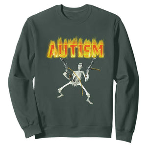 Autism Skeleton Sweatshirt Funny Oddly Specific Dank Meme TS02 Dark Forest Green Print Your Wear