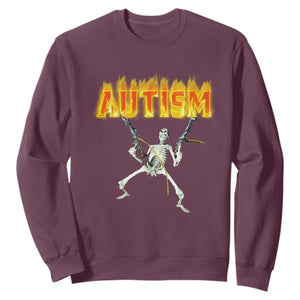 Autism Skeleton Sweatshirt Funny Oddly Specific Dank Meme TS02 Maroon Print Your Wear