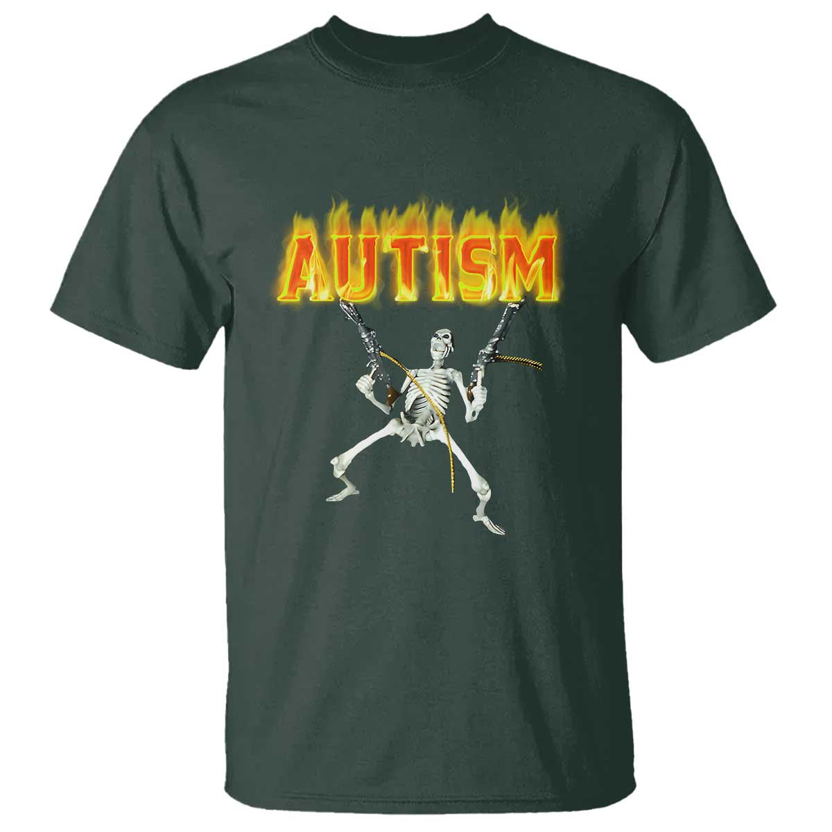 Autism Skeleton T Shirt Funny Oddly Specific Dank Meme TS02 Dark Forest Green Print Your Wear