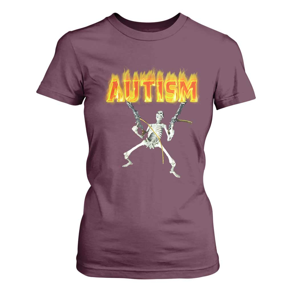 Autism Skeleton T Shirt For Women Funny Oddly Specific Dank Meme TS02 Maroon Print Your Wear