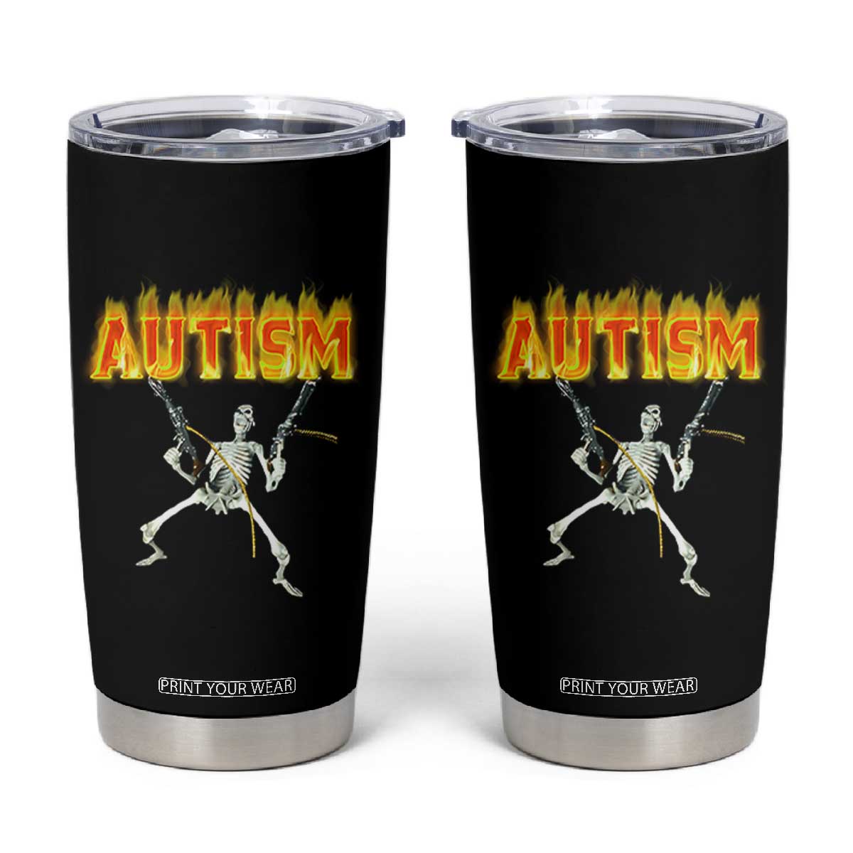 Autism Skeleton Tumbler Cup Funny Oddly Specific Dank Meme TS02 Black Print Your Wear