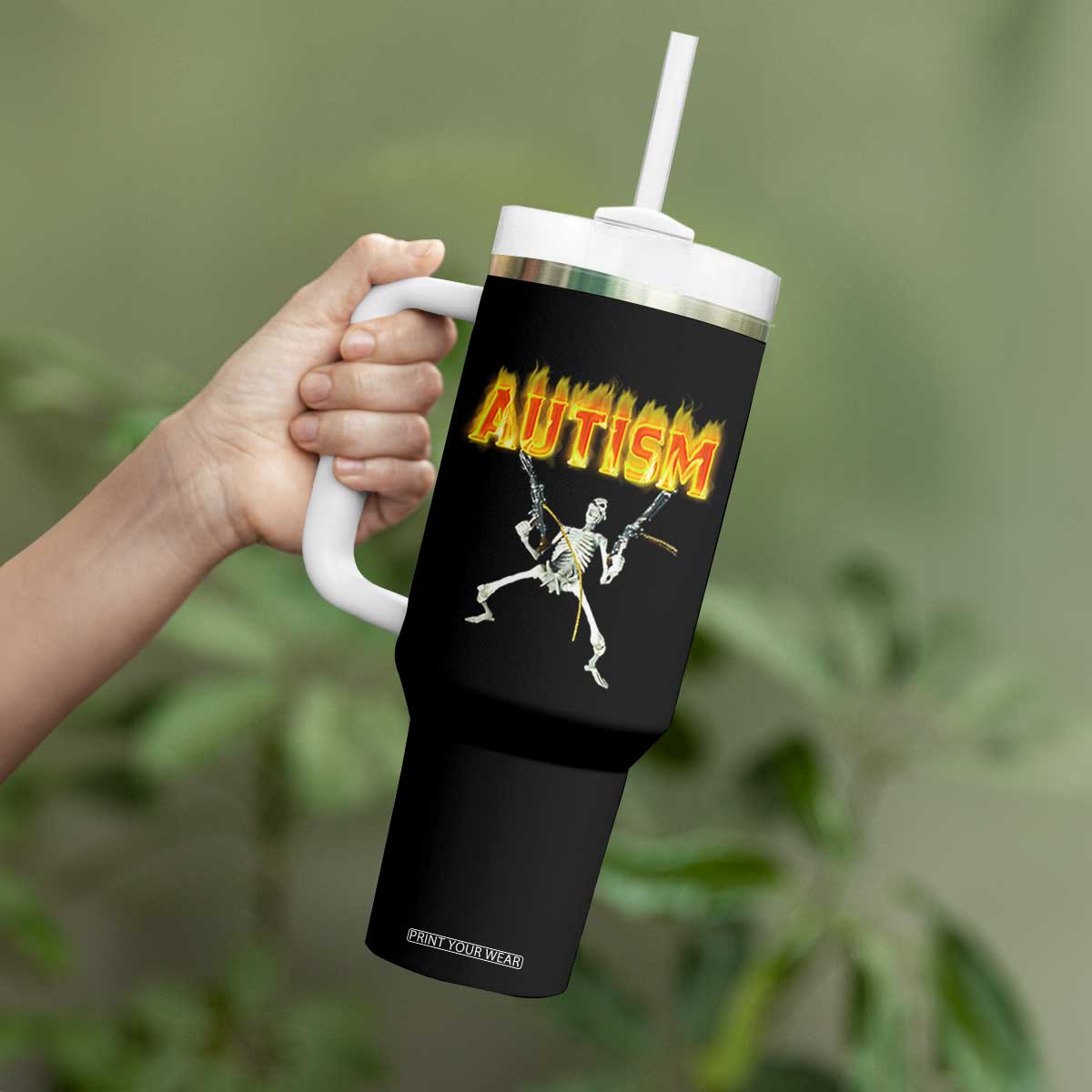 Autism Skeleton Tumbler With Handle Funny Oddly Specific Dank Meme TS02 Print Your Wear