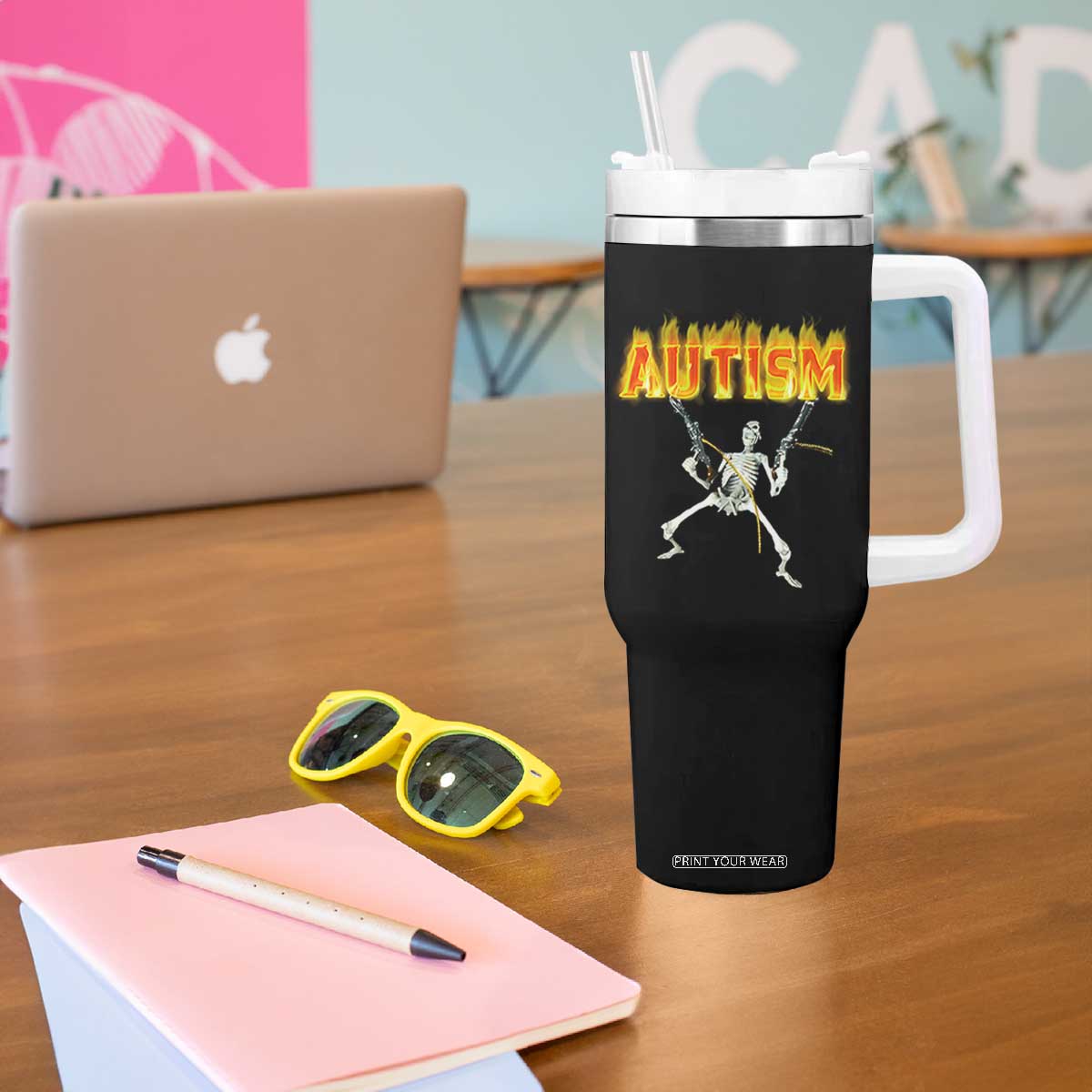 Autism Skeleton Tumbler With Handle Funny Oddly Specific Dank Meme TS02 Print Your Wear