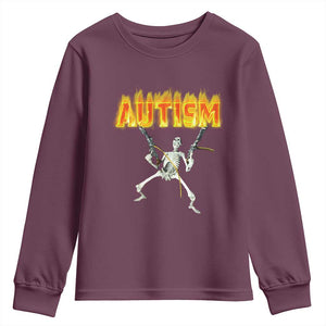 Autism Skeleton Youth Sweatshirt Funny Oddly Specific Dank Meme TS02 Maroon Print Your Wear