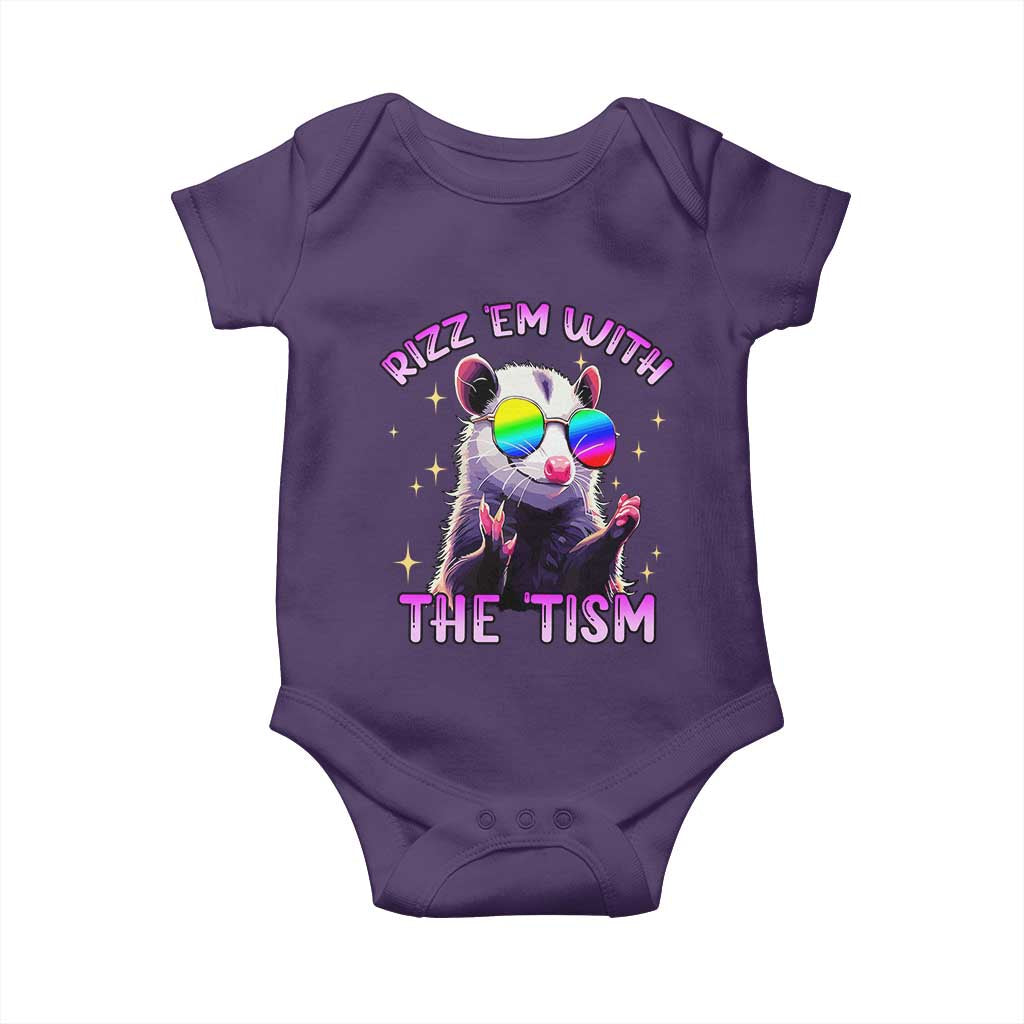 Funny Autism Opossum Baby Onesie Rizz Em With The Tism Meme Autistic TS02 Purple Print Your Wear