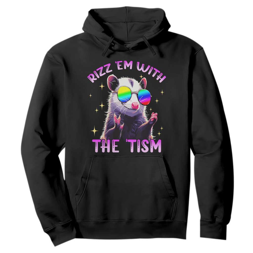 Funny Autism Opossum Hoodie Rizz Em With The Tism Meme Autistic TS02 Black Print Your Wear