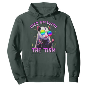 Funny Autism Opossum Hoodie Rizz Em With The Tism Meme Autistic TS02 Dark Forest Green Print Your Wear