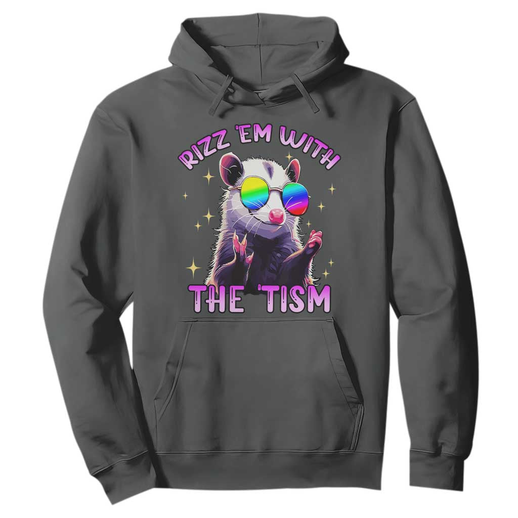 Funny Autism Opossum Hoodie Rizz Em With The Tism Meme Autistic TS02 Dark Heather Print Your Wear