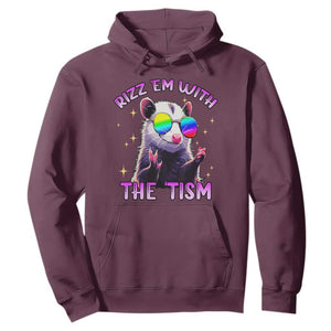 Funny Autism Opossum Hoodie Rizz Em With The Tism Meme Autistic TS02 Maroon Print Your Wear