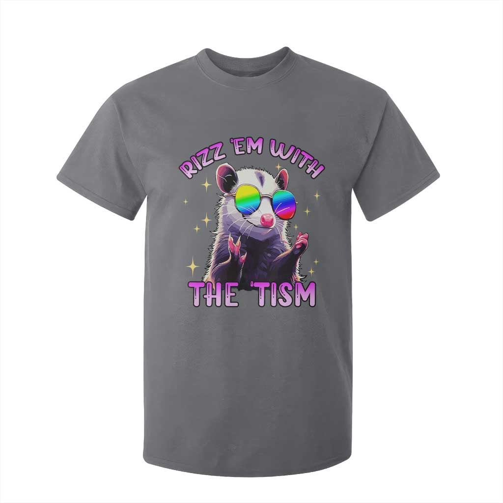 Funny Autism Opossum T Shirt For Kid Rizz Em With The Tism Meme Autistic TS02 Charcoal Print Your Wear