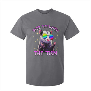 Funny Autism Opossum T Shirt For Kid Rizz Em With The Tism Meme Autistic TS02 Charcoal Print Your Wear