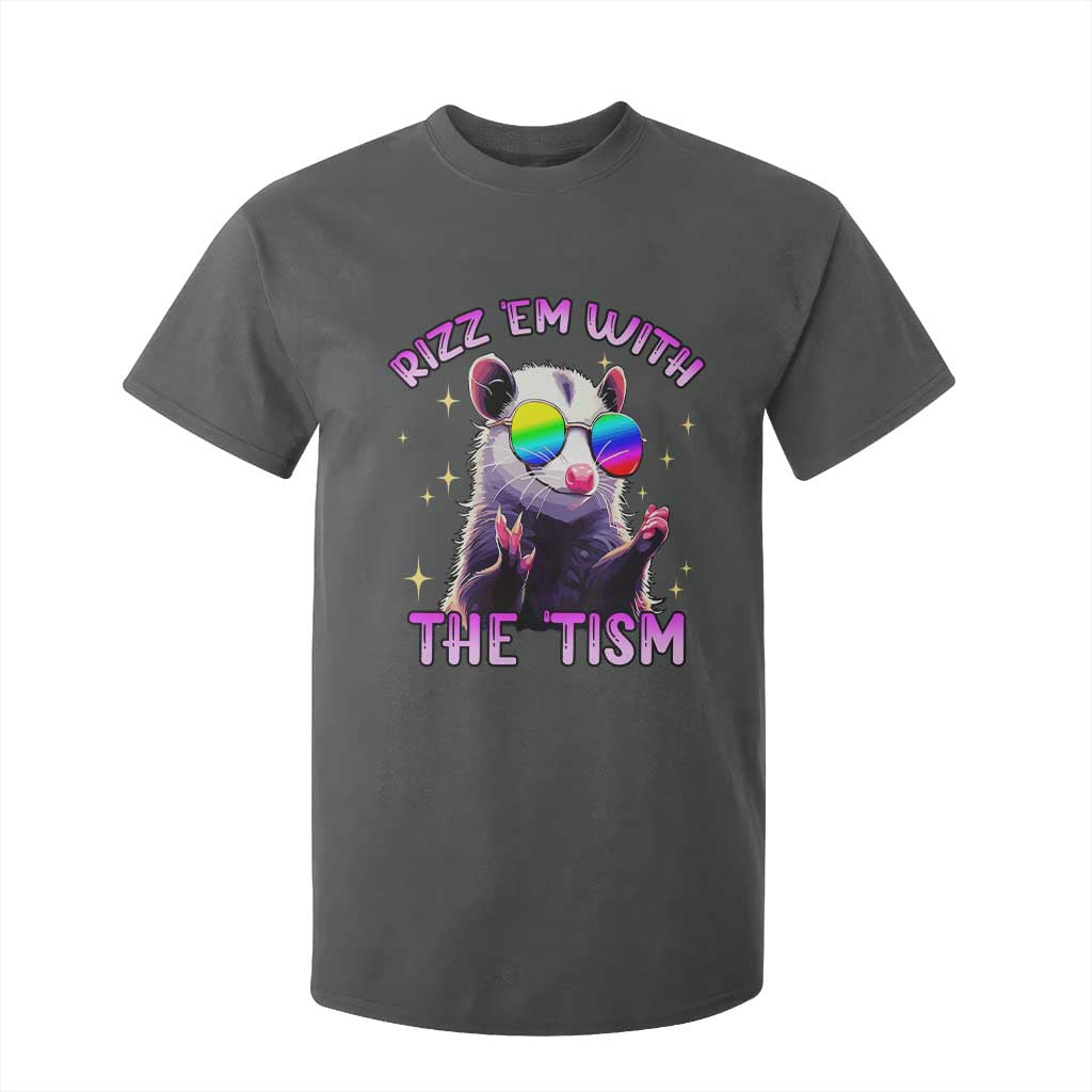 Funny Autism Opossum T Shirt For Kid Rizz Em With The Tism Meme Autistic TS02 Dark Heather Print Your Wear