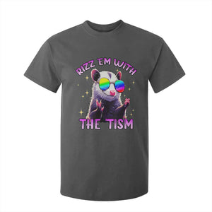 Funny Autism Opossum T Shirt For Kid Rizz Em With The Tism Meme Autistic TS02 Dark Heather Print Your Wear