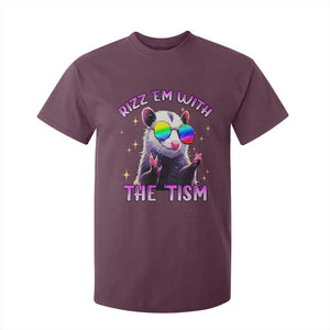 Funny Autism Opossum T Shirt For Kid Rizz Em With The Tism Meme Autistic TS02 Maroon Print Your Wear