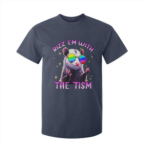 Funny Autism Opossum T Shirt For Kid Rizz Em With The Tism Meme Autistic TS02 Navy Print Your Wear