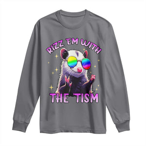 Funny Autism Opossum Long Sleeve Shirt Rizz Em With The Tism Meme Autistic TS02 Charcoal Print Your Wear