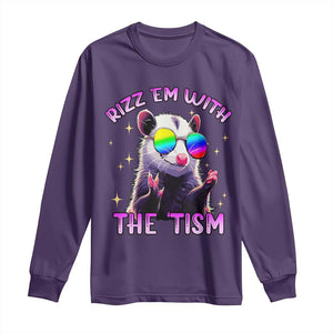 Funny Autism Opossum Long Sleeve Shirt Rizz Em With The Tism Meme Autistic TS02 Purple Print Your Wear