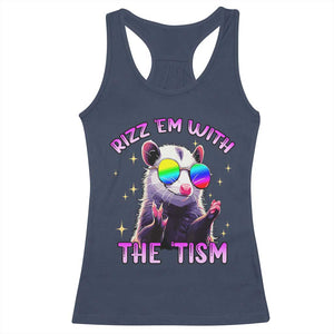 Funny Autism Opossum Racerback Tank Top Rizz Em With The Tism Meme Autistic TS02 Navy Print Your Wear