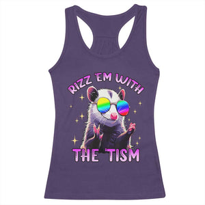 Funny Autism Opossum Racerback Tank Top Rizz Em With The Tism Meme Autistic TS02 Purple Print Your Wear