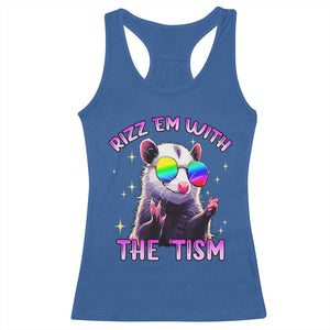 Funny Autism Opossum Racerback Tank Top Rizz Em With The Tism Meme Autistic TS02 Royal Blue Print Your Wear