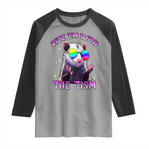 Funny Autism Opossum Raglan Shirt Rizz Em With The Tism Meme Autistic TS02 Sport Gray Black Print Your Wear
