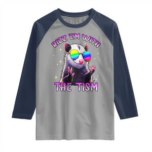 Funny Autism Opossum Raglan Shirt Rizz Em With The Tism Meme Autistic TS02 Sport Gray Navy Print Your Wear